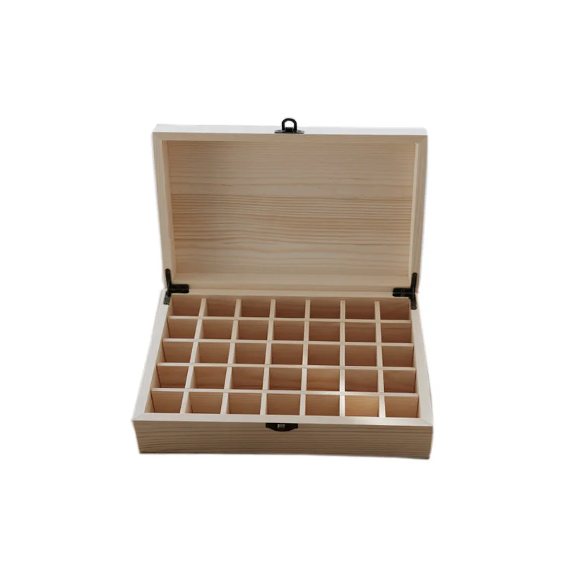 Essential Oil Storage Box Case Wooden Organizer Holds 25 Bottles 5 mL 10 mL and 15mL Sizes Pine Wood Holder Safe For Carrying