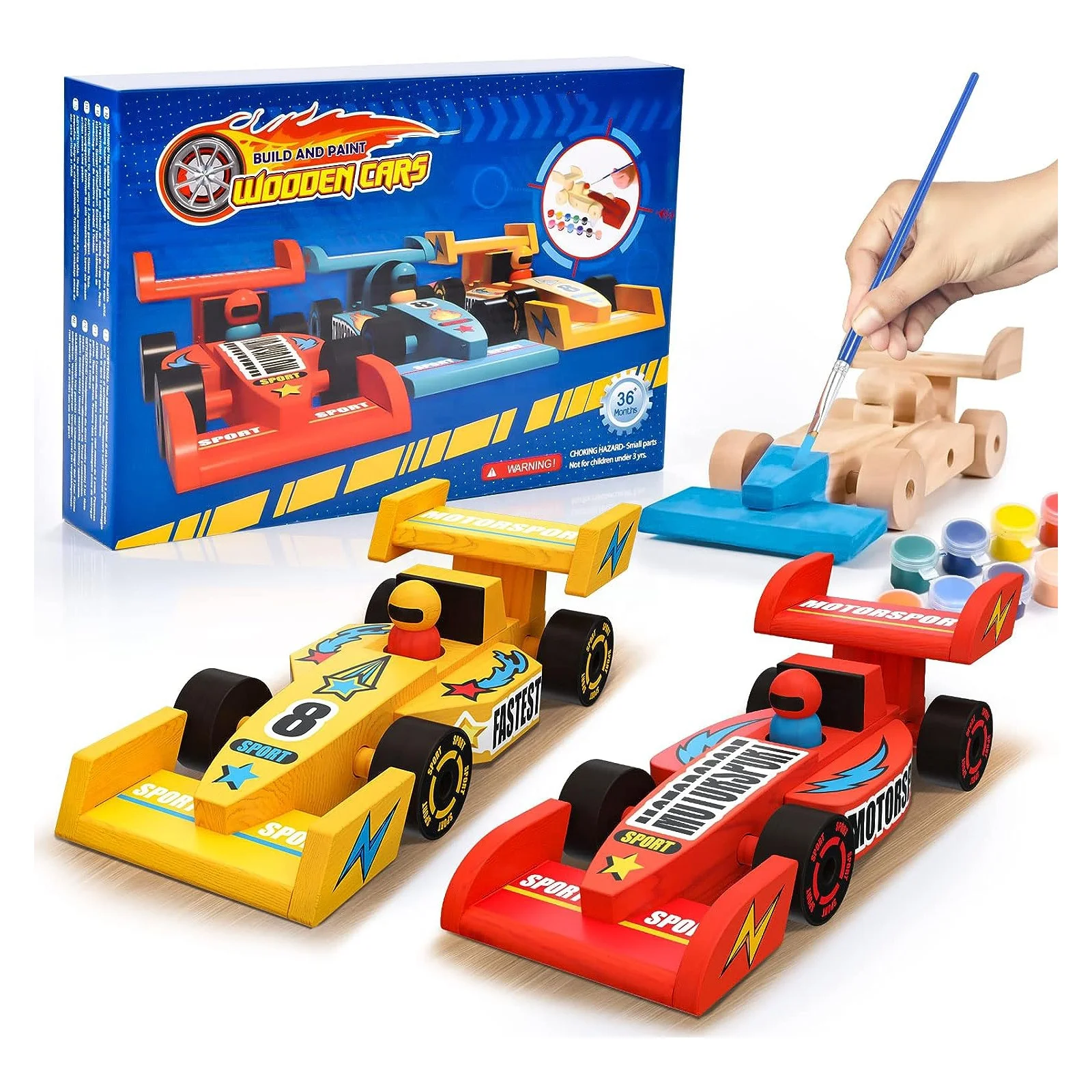 DIY Wooden Cars Crafts for Kids Easy Assemble & Paint Your Own Race Cars Model Car Kits Woodworking Arts and Crafts for Kids