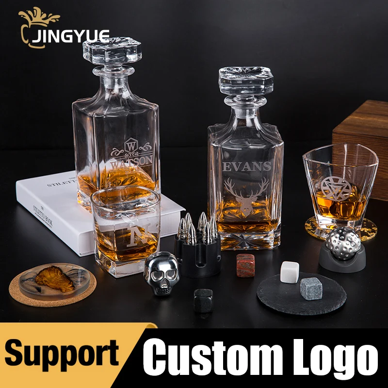 Custom Logo Wholesale Scotch Whiskey Decanter Bottle 25oz In Stock Crystal Glass Liquor Wine Cocktail Whisky Decanter