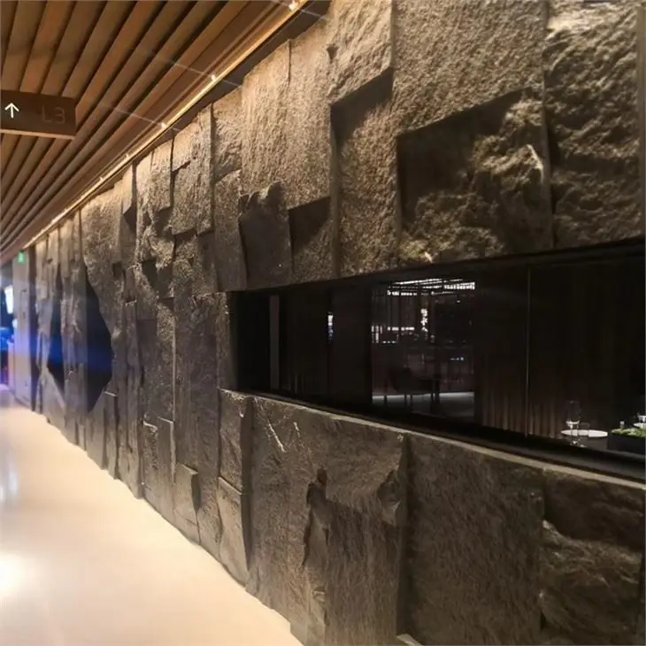 Natural Split Feature Wall Rock Face Black Grey Granite Basalt Stone Rock Veneer Wall Cladding Big Size Customized
