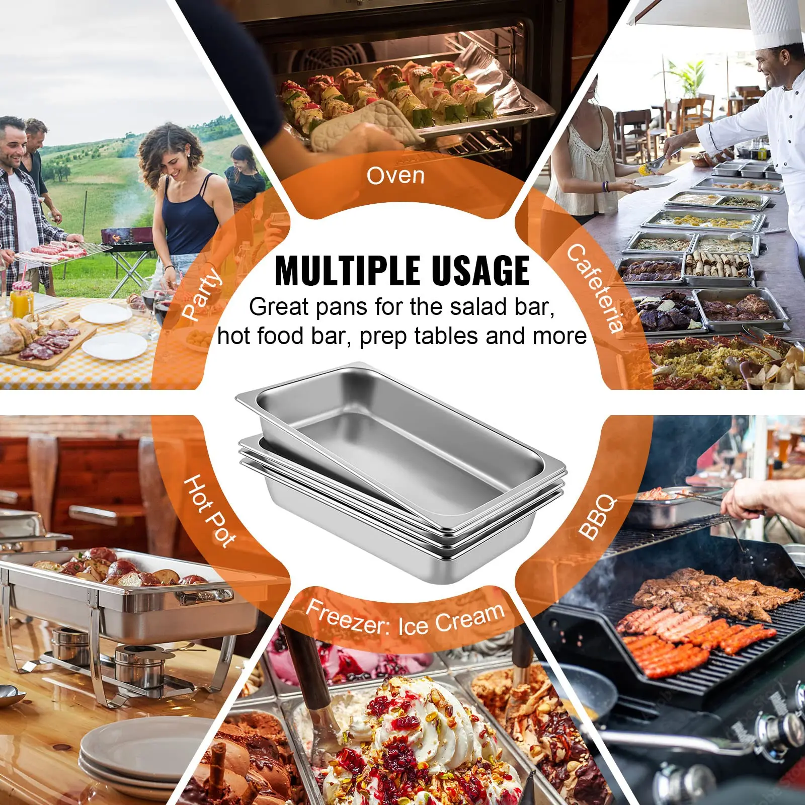 Hotel Restaurant Equipment America Food Pans Gastronorm Food Containers Pan Service Buffet 304 Stainless Steel GN Pans Set