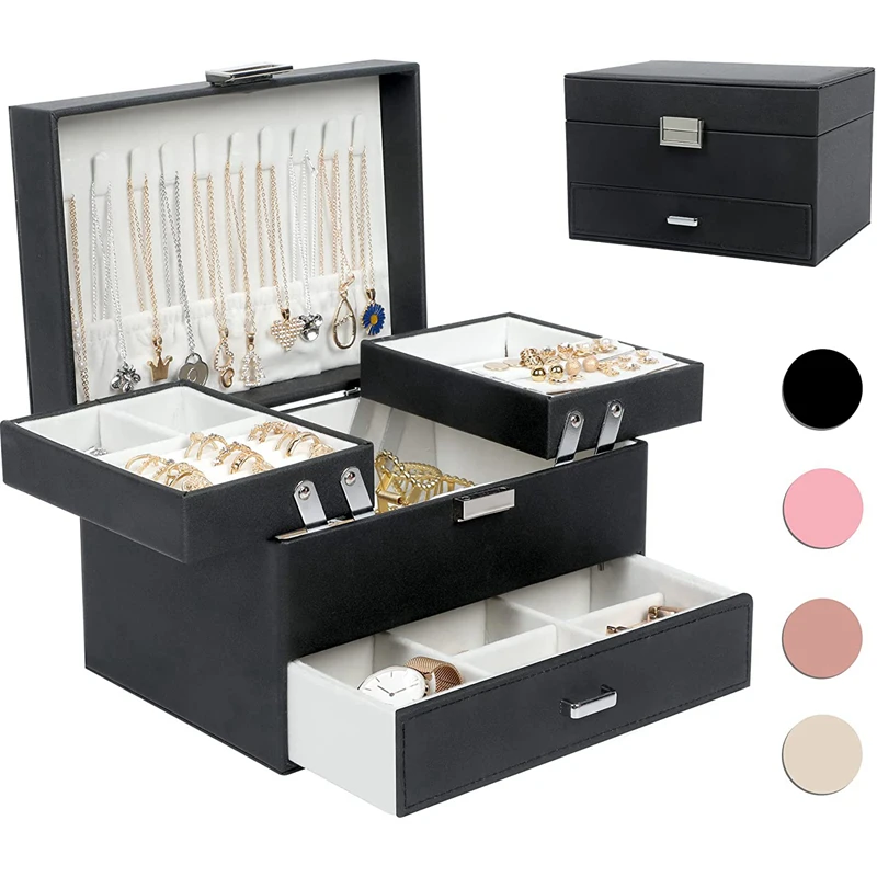 Женская шкатулка для драгоценностей Conch, шкатулка для хранения ювелирных изделий, трехуровневая шкатулка для хранения ювелирных изделий