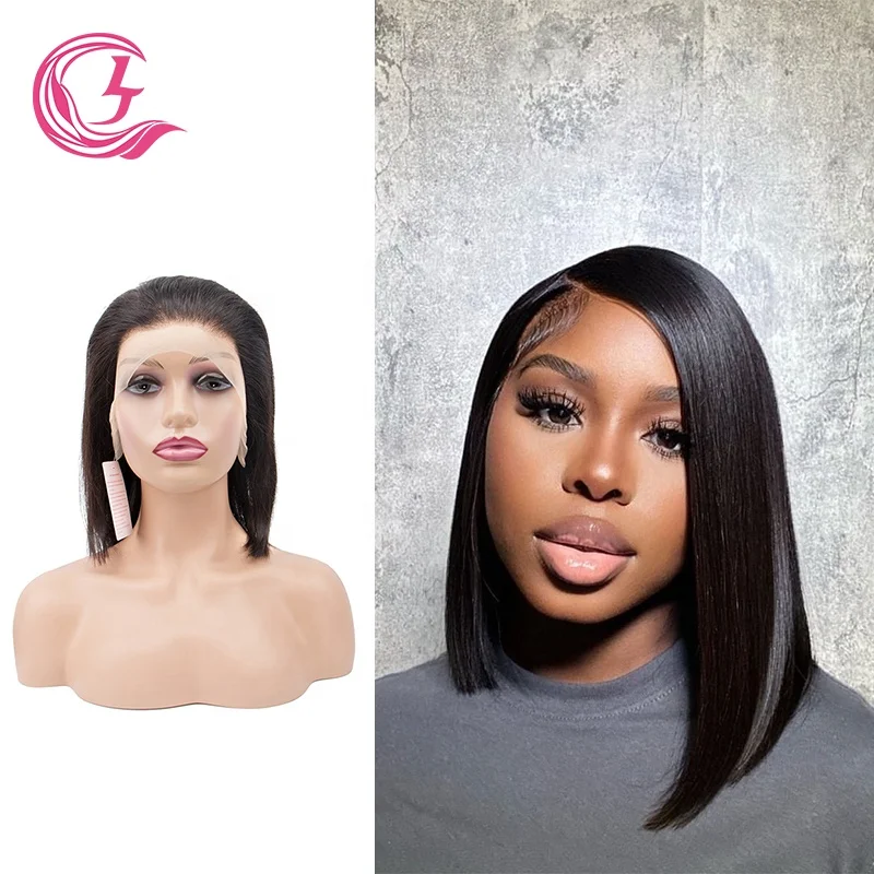 Clj Wholesale Perruque Raw Virgin 100% Human Hair Lace Closure Bobo Wigs Brazilian Black 13X4 8 In Straight 40 In Wig For Woman