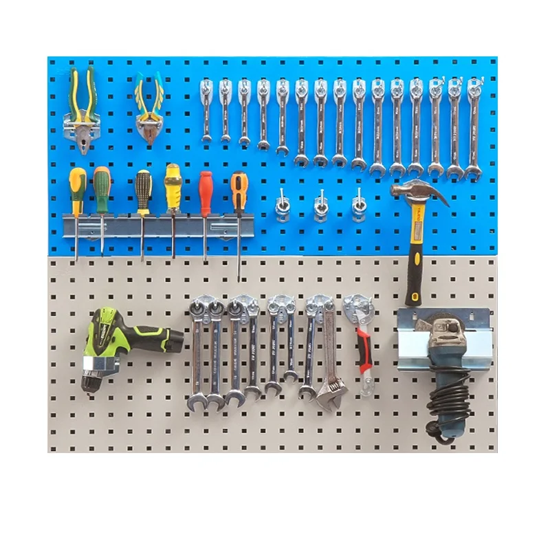High Quality Garage Hardware Shop Retail Wall mounted Tool Display Board Metal Pegboard panel