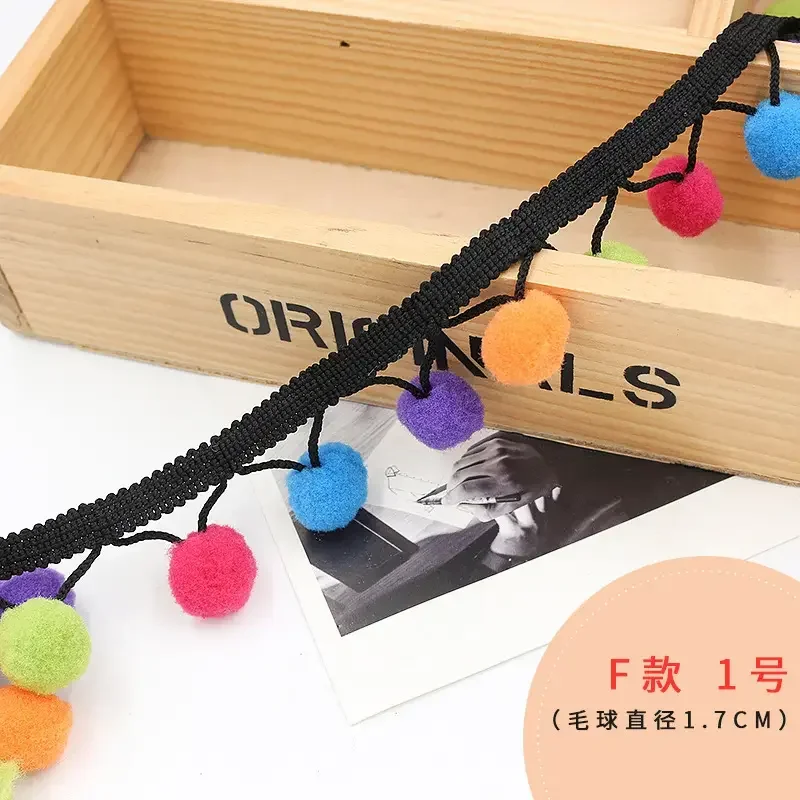 Pom pom tassel Fringes Mixed Black Fringe Trim PomPom Balls Trims for clothes