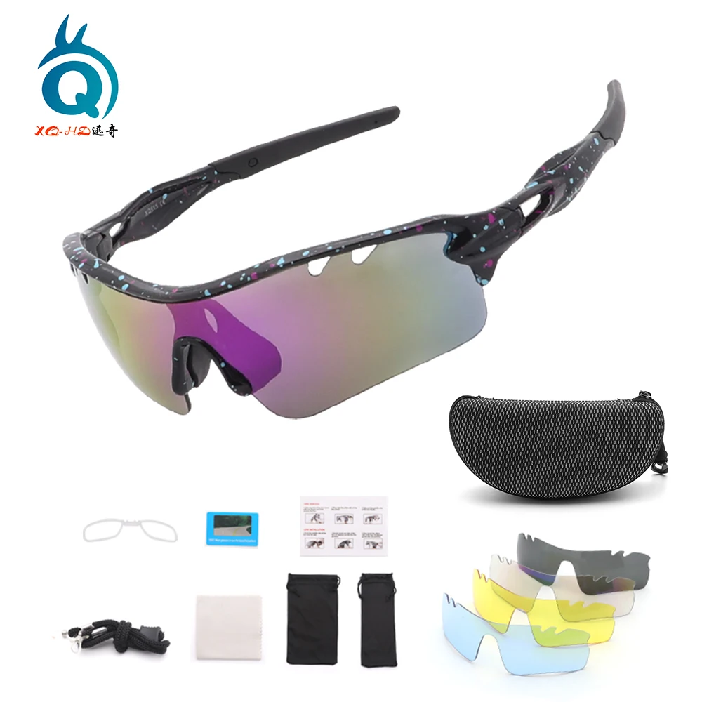 2023 unisex custom logo uv400 protection 5 lens  interchangeable glasses cycling prescription sports glasses baseball sunglasses