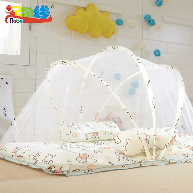 
Cute Bears Fabric Suit Baby Crib Cot Home Bed 1 Pillow +2 Bolster +1 mattress Newborn Baby Bedding Set Mosquito Net 