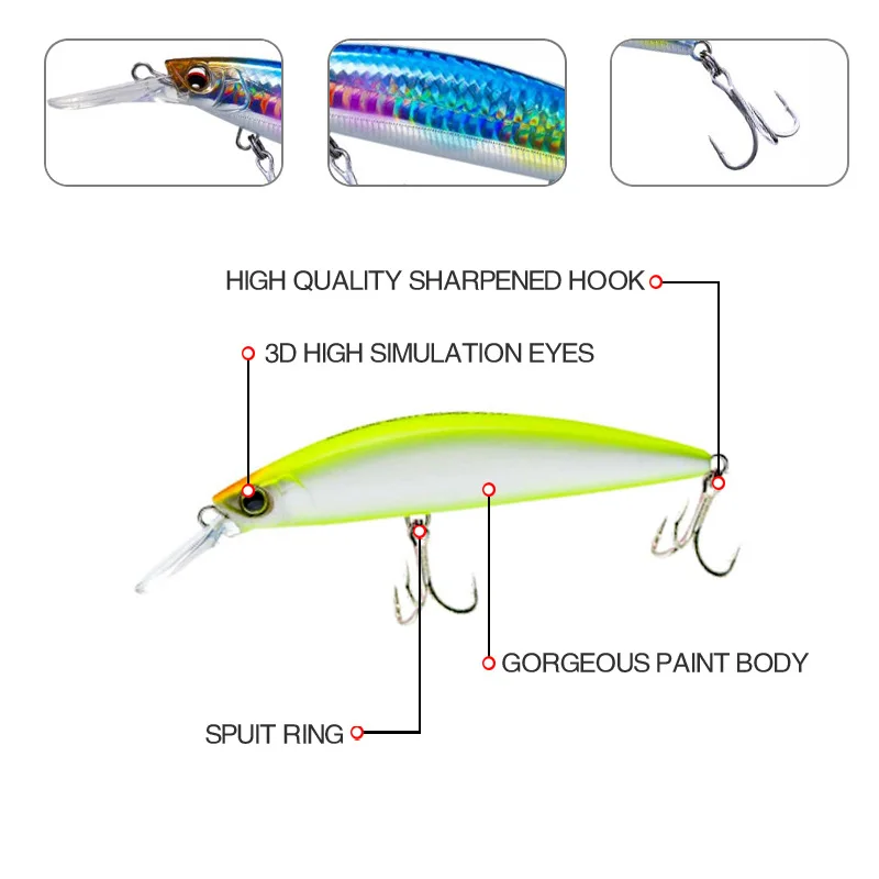 15colors 27g 90mm Sinking Minnow Lure Trout Peche Artificial Hard Bait Bass Salmon Plastic Casting Fishing Lures Wholesale