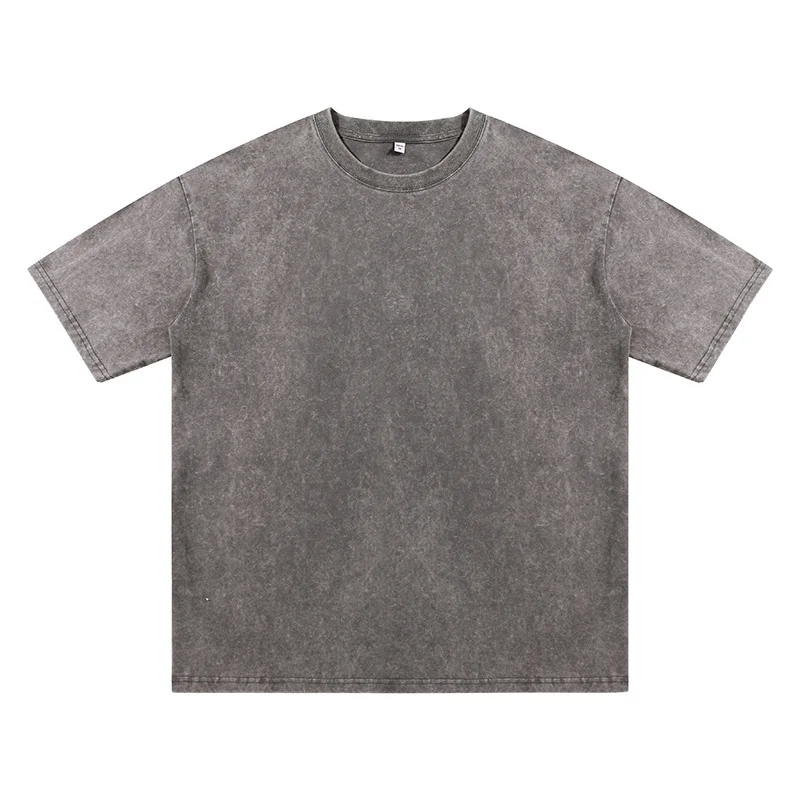 Custom Screen printing T-shirts Cotton Oversized Short Sleeve Vintage Distressed Acid Washed Graphic T Shirt Men Mesh Shorts