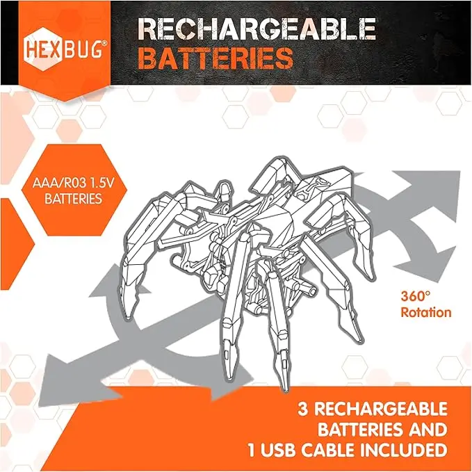 HEXBUG Remote Control Black Widow Rechargeable Robot Spider Toys for Kids Adjustable Robotic for Boys & Girls Ages 8 & Up