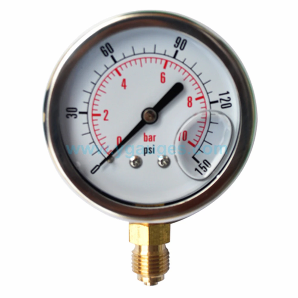 back connection stainless steel liquid filled pressure gauge