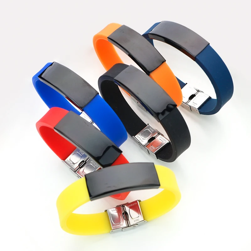 Silicone Band Energy Basketball Sports Band Adjustable Hand Jewelry Stainless Steel Silicone Wristband Bracelet