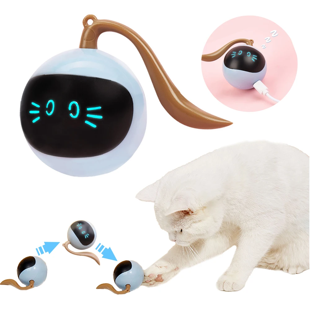 Fun Led Cat Ball Interactive Toy Automatic Electric USB Rechargeable Self Rotating Indoor Teaser Selfplay Exercise Kitten Toys