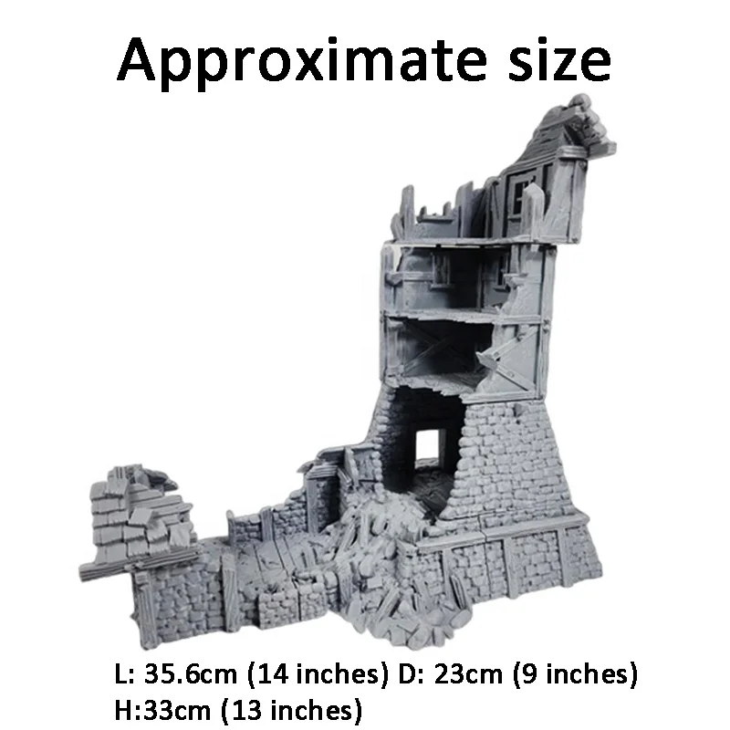 custom craft 3D miniature tabletop terrain games decor unpainted layered DnD resin Tower Ruin model figurines
