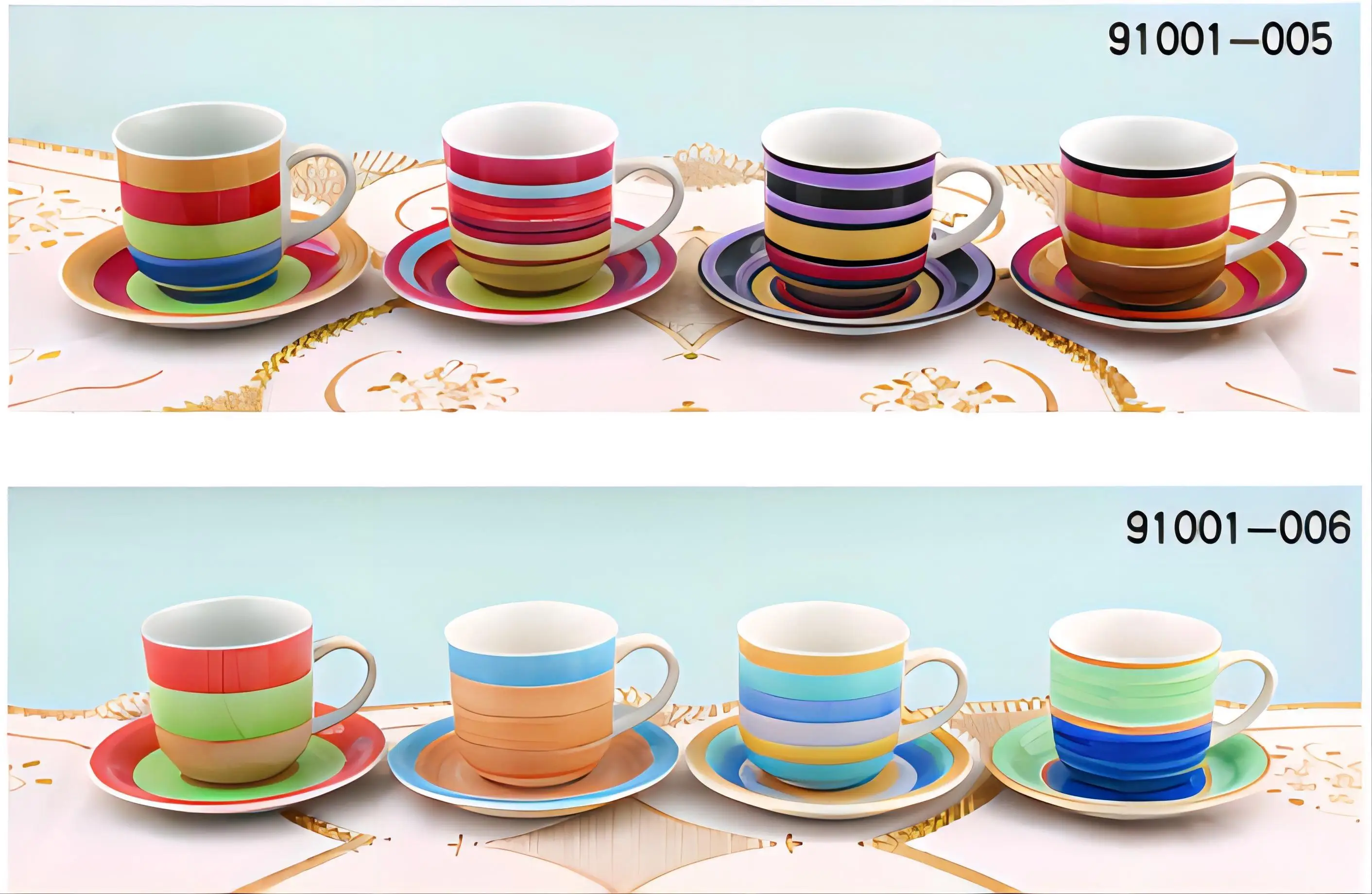 220 ml Large Ceramic Hand painted Cup and Saucer