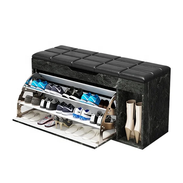 Hallway Furniture Modern Wooden Shoe Rack Cabinet Small Shoe Storage Bench With Soft Seat Cushion