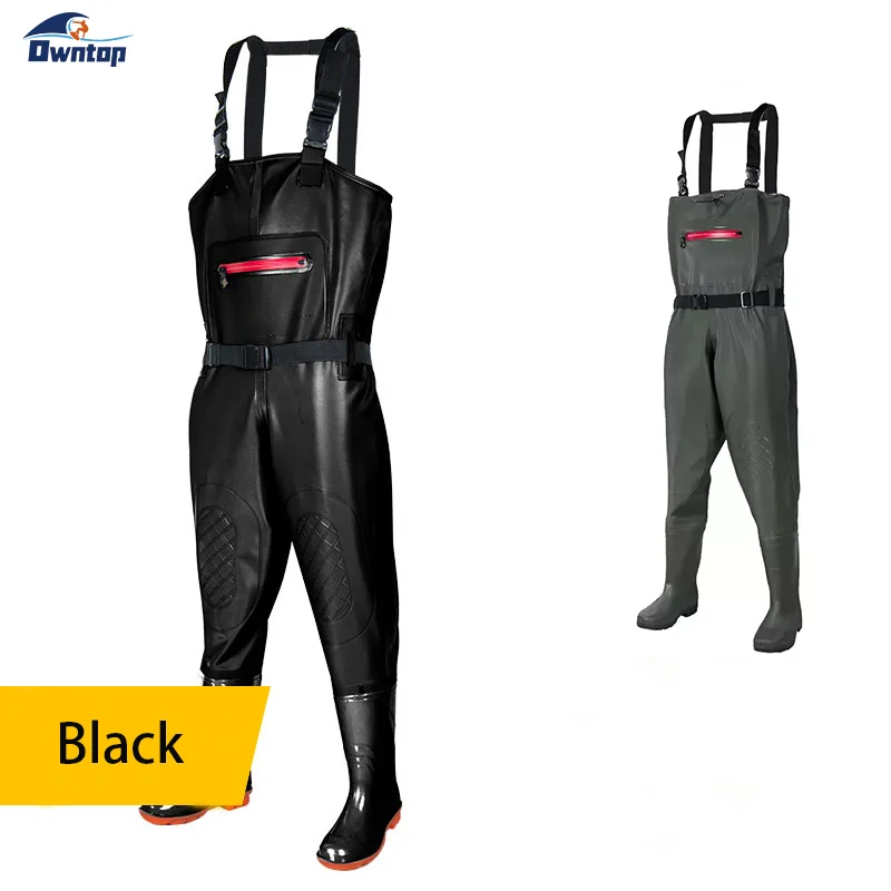 Waterproof Breathable PVC Wader with Boots Fishing Wear Chest Wader Fishing Nylon PVC Waders