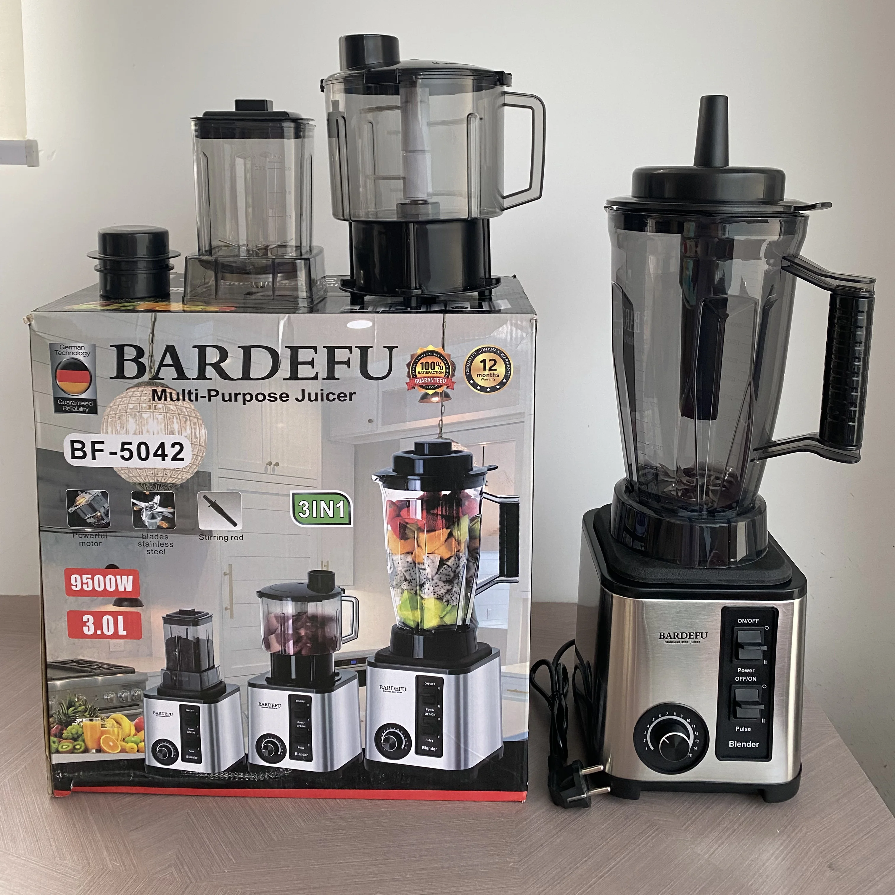 High quality Mixeur food processor blender home electric juicer and blender set 9525motor 3 in 1 blender