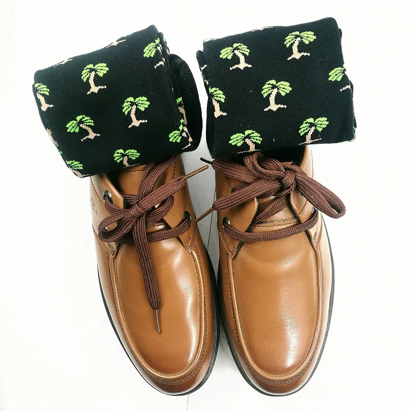 Casual premium mid calf socks unisex striped combed cotton crew business polka dot socks men simple socks