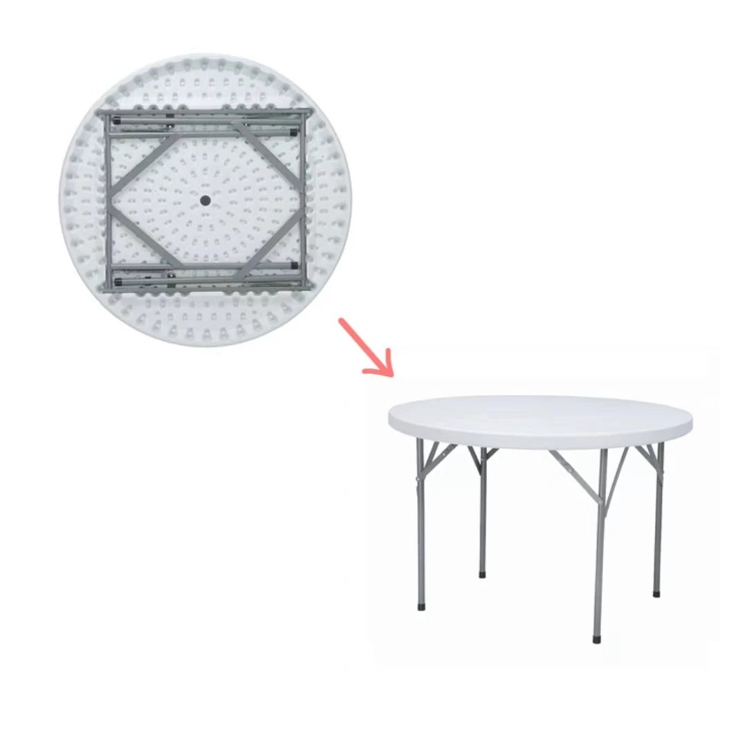 Plastic Beach Outdoor Furniture Small Mini Portable round Fold Table for parasol for Bbq Camp Picnic