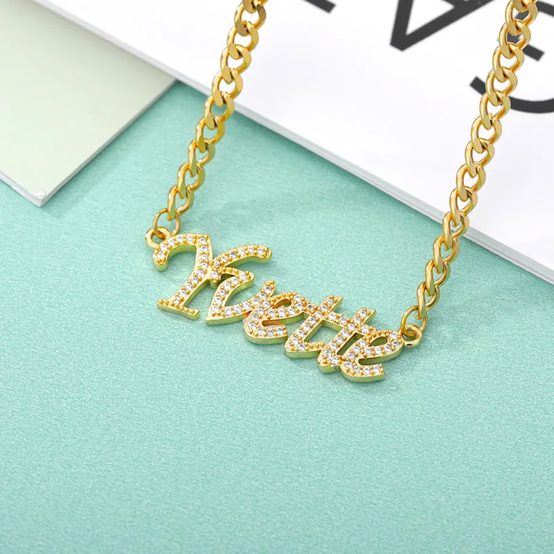 Custom letter necklace custom name zircon DIY custom necklace cross-border jewelry