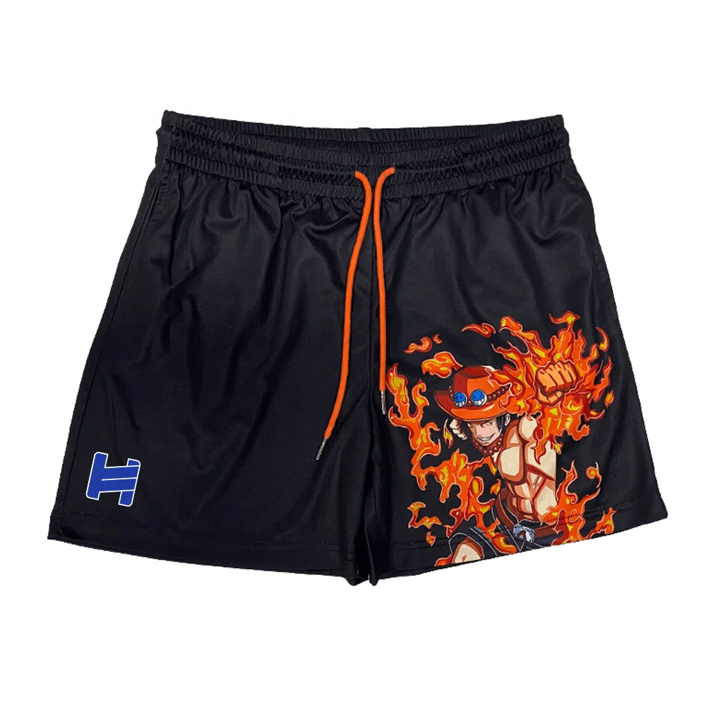 Custom Polyester Drawstring Single Layer Mesh Basketball Shorts Quick Dry Men Sublimation Print an Anime x Gym Mesh Shorts