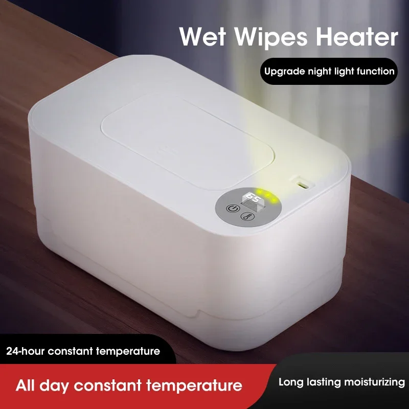 Baby Wipe Warmer LED Digital Display Large Capacity Baby Wet Wipes Warmer Dispenser USB Powered Adjustable Temperature Heating