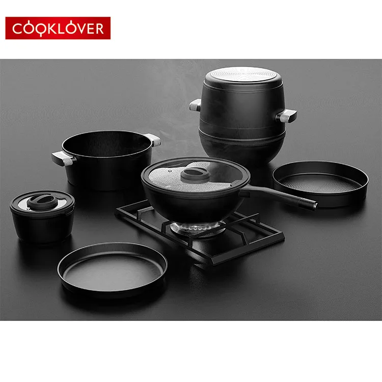 Cooklover Professional Manufacturer Fry Pan Set Non-Stick Coating Aluminum Cookware Sets With Detachable Handle