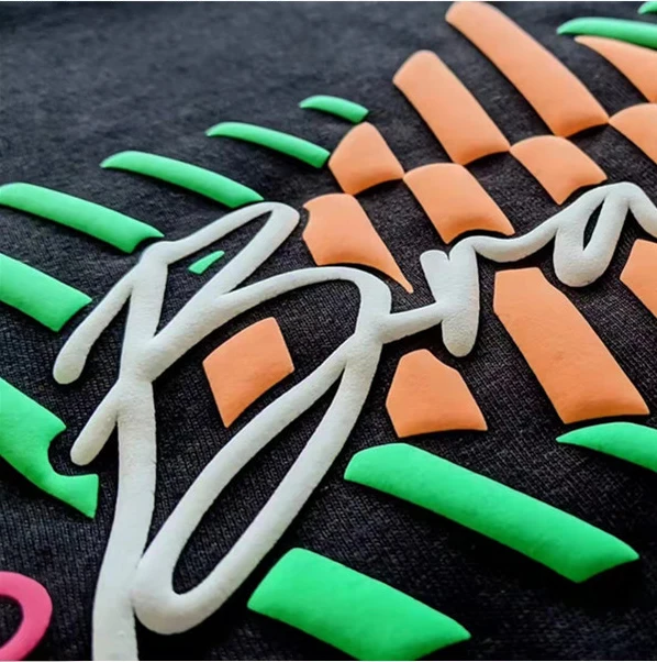 Оптовая продажа изготовленная на заказ теплопередающая виниловая 3D-печать логотипа флоковая