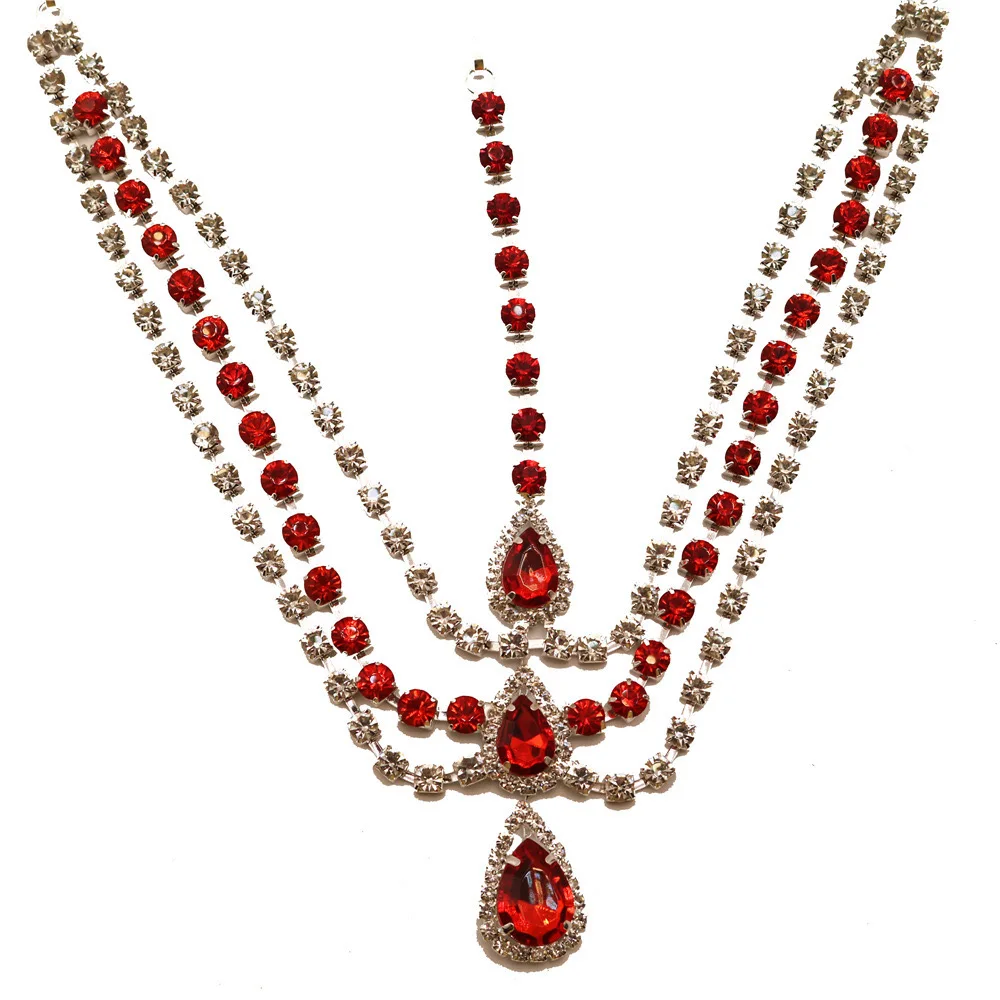 Bohemian Rhinestone Chain Black Crystal Head Chain Clip Drop Pendant Forehead Headband Hair Accessories