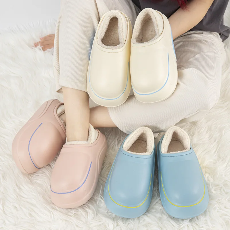 High quality EVA Warm home slippers Customized own pattern upper sports  warm shoes