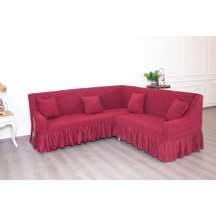 l shape cut & sew sofa cover elastic sectional sofa cover slipcover