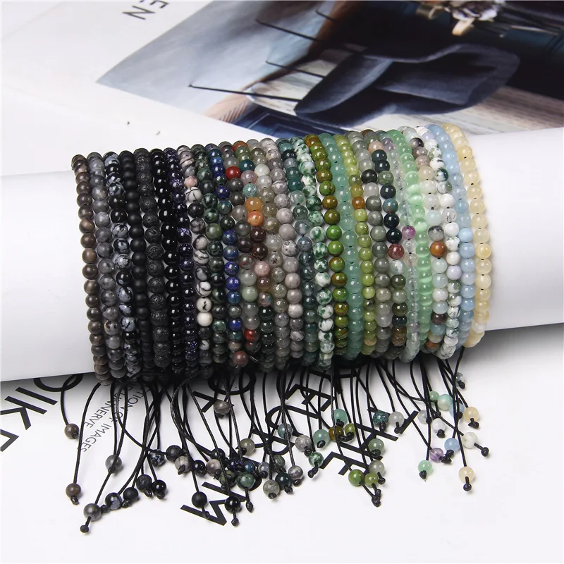 Bracelet hot selling 4mm natural stone crystal semi-precious stone ladies bracelet energy Pulsera fashion braided bracelet