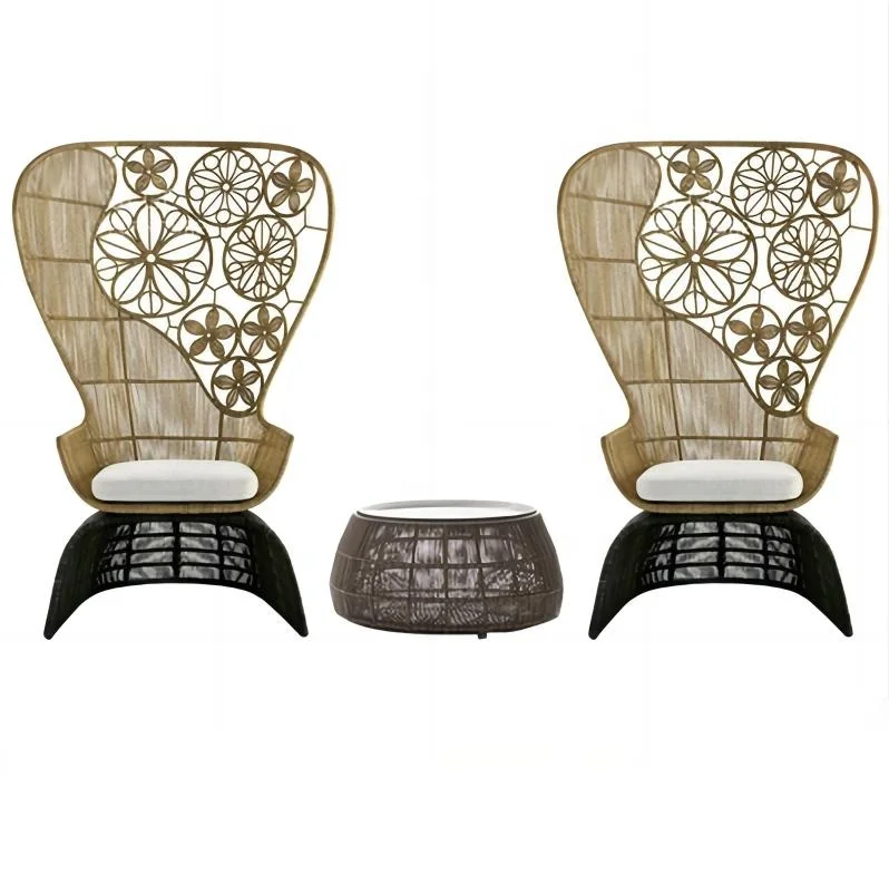 Outdoor Garden Furniture Hotel Villa Pool Rattan Rope Chair Outdoor Round Leisure  Chaise Lounge High Back Wicker Rattan Chairs