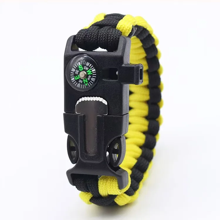 Outdoor camping backpack EDC Survival Kits Whistle Compass Knife Parachute Paracord Bracelet plastic side release buckle