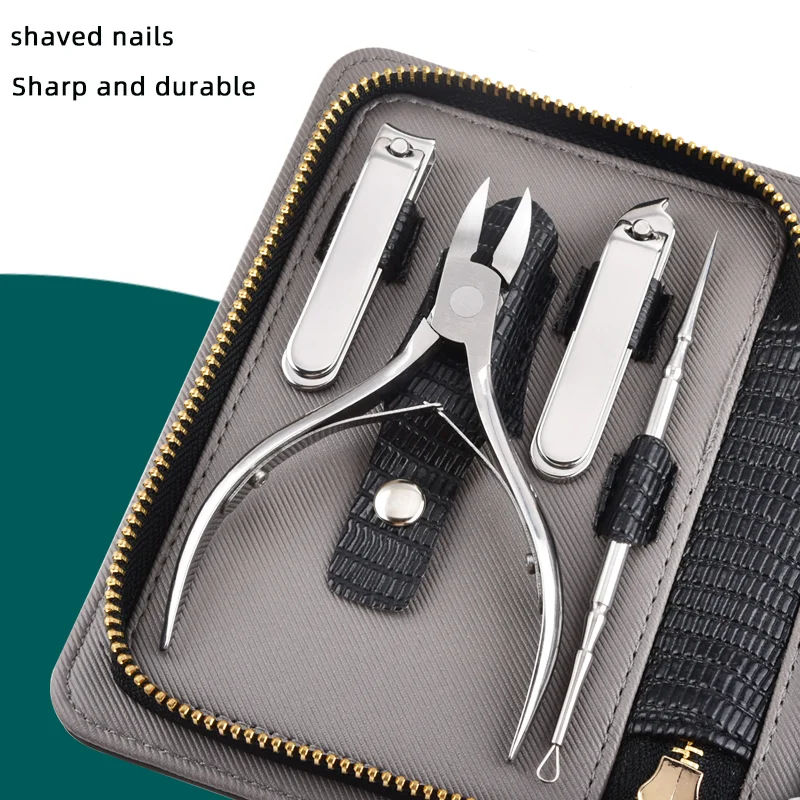 9-piece set of Stainless Steel Nail Manicure Set and pedicure knife nail clippers set of portable beauty clippers gift tool