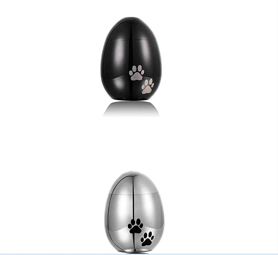 Egg Shape Mini Cremation Urn For Pet Animal Ashes Dog Paw Print Silver Gold Rose Gold Black Urn For Ashes Pendant Free Engrave