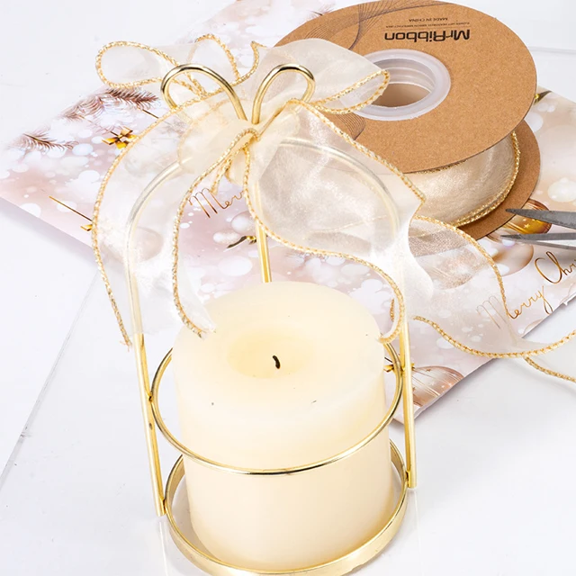 4cm 1 1/2inches 10yards organza chiffon ribbon roll christmas gift wrap boxes  decorating glitter wire edge silk gift ribbons