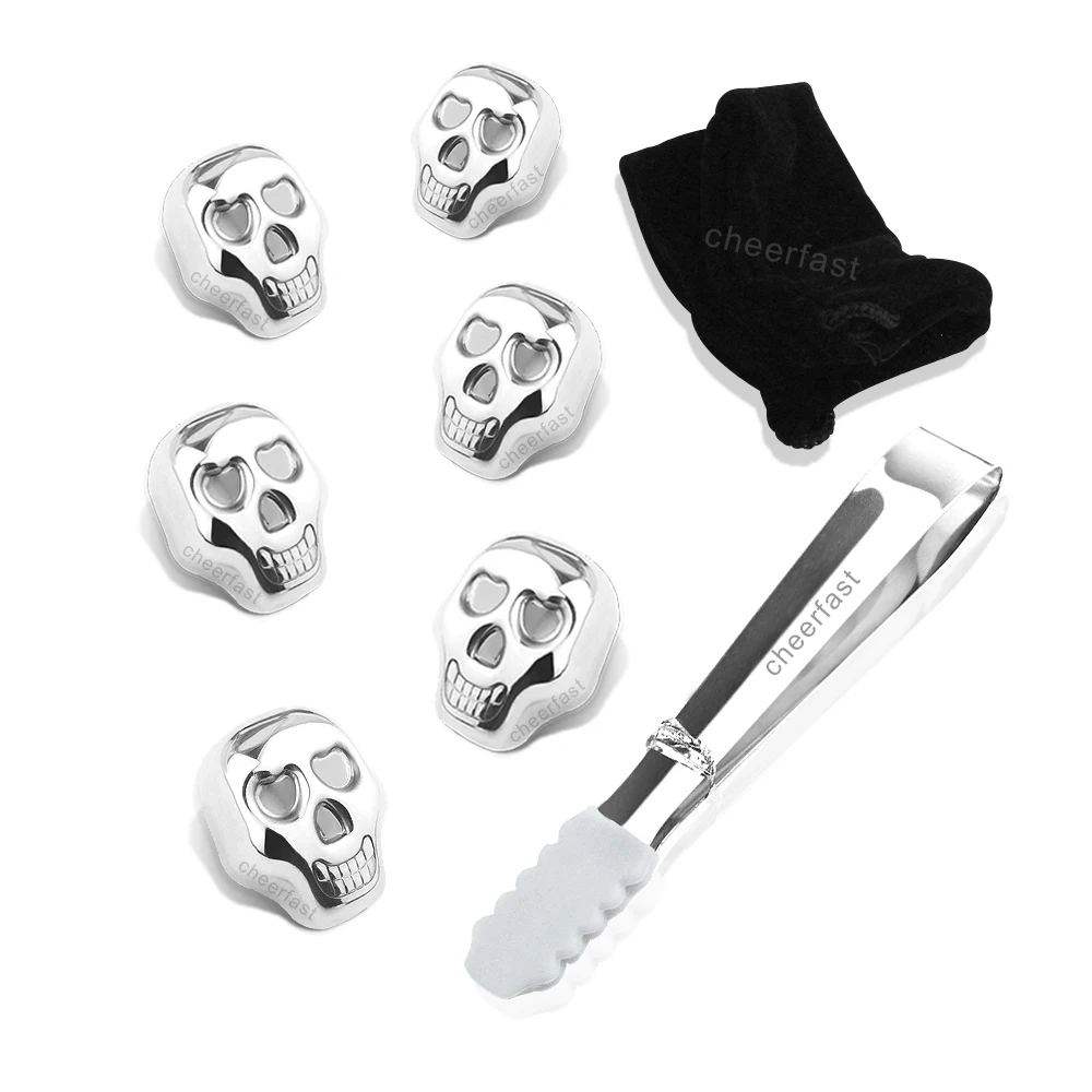 Support Laser Engraved Stainless Steel Cooling Stone Whiskey Chilling Stones Gift Set Velvet Bag Reusable Metal Ice Cubes Kit