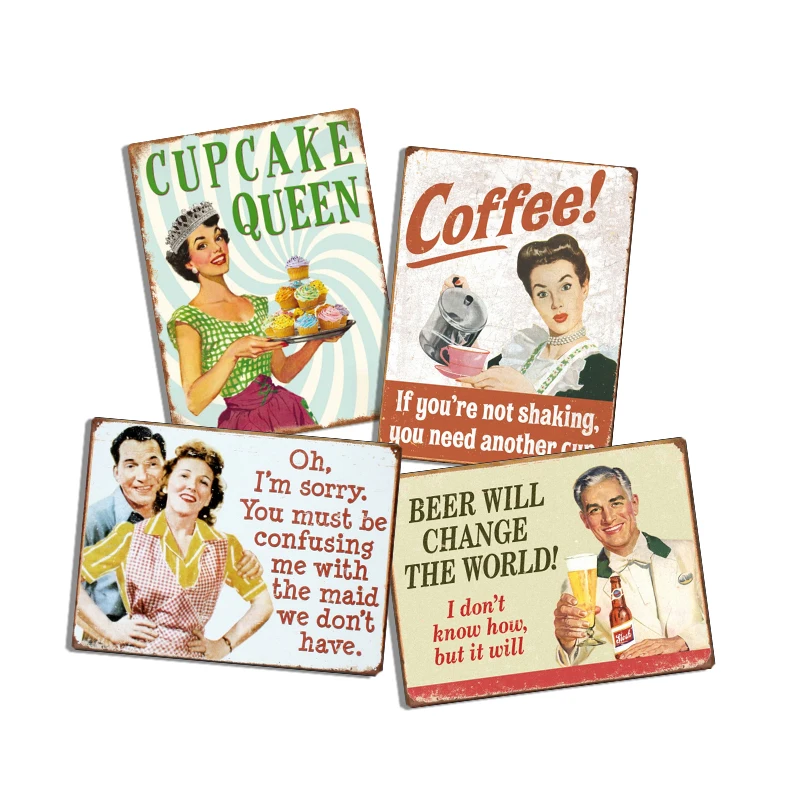 Reproduced Vintage, Gas Oil Retro Advert Antique Metal Signs for Garage Man Cave Bar Kitchen, Nostalgic Car Decor