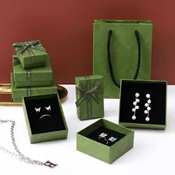 High Quality Jewelry Gift Packaging Boxes for Ring Necklace Bracelet Green Paper Gift Boxes Wallet Watch Boxes with Pouches