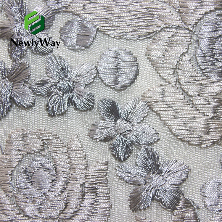 Newlyway Full Width Embroidery Bead Belt Diamond Lace Cross Border Embroidery Gauze  Fabric For Party Dress