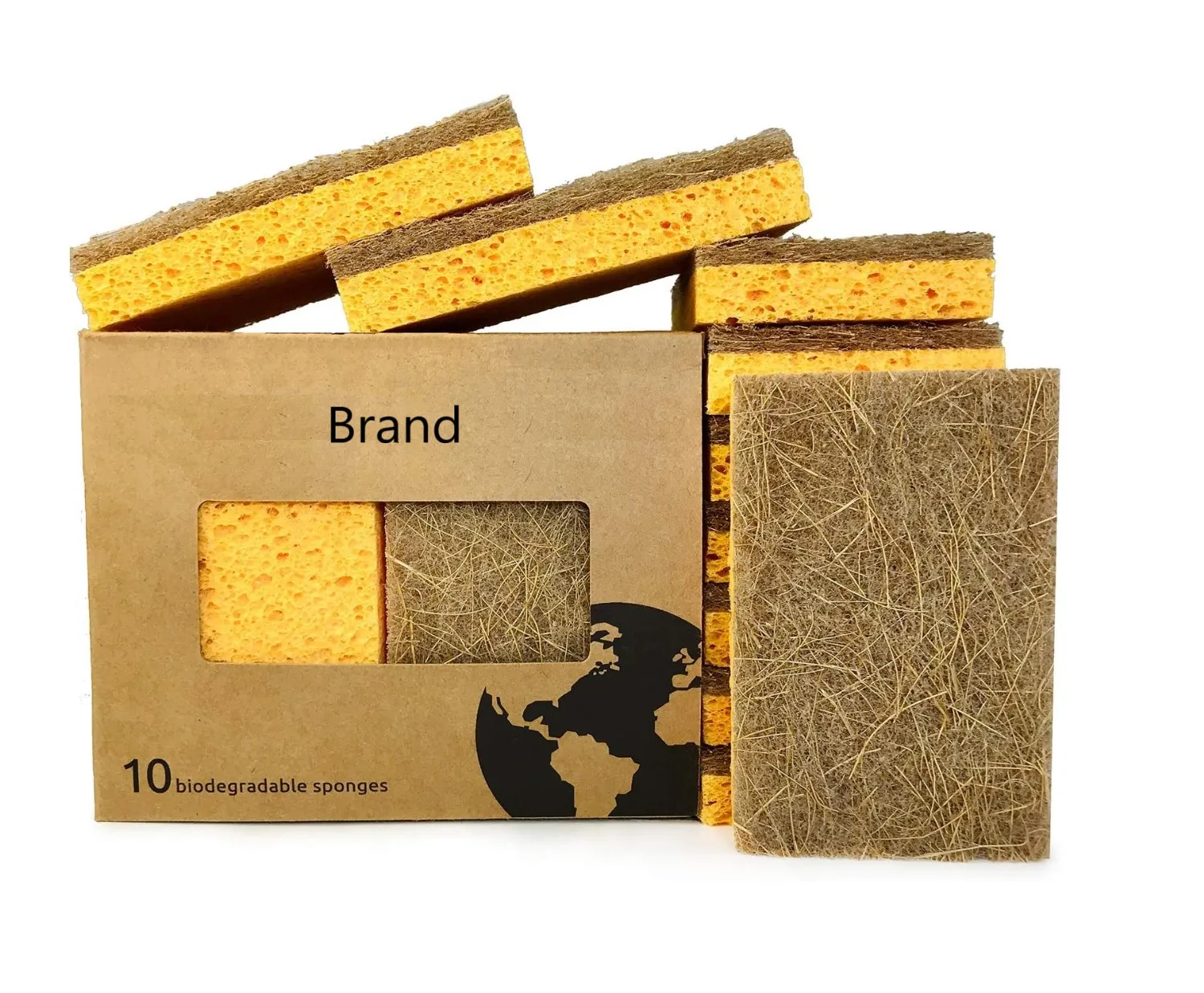 Eco Friendly  Biodegradable Natural Kitchen Cleaning Sponge Compostable Cellulose Coconut Walnut Scrubber Sponge