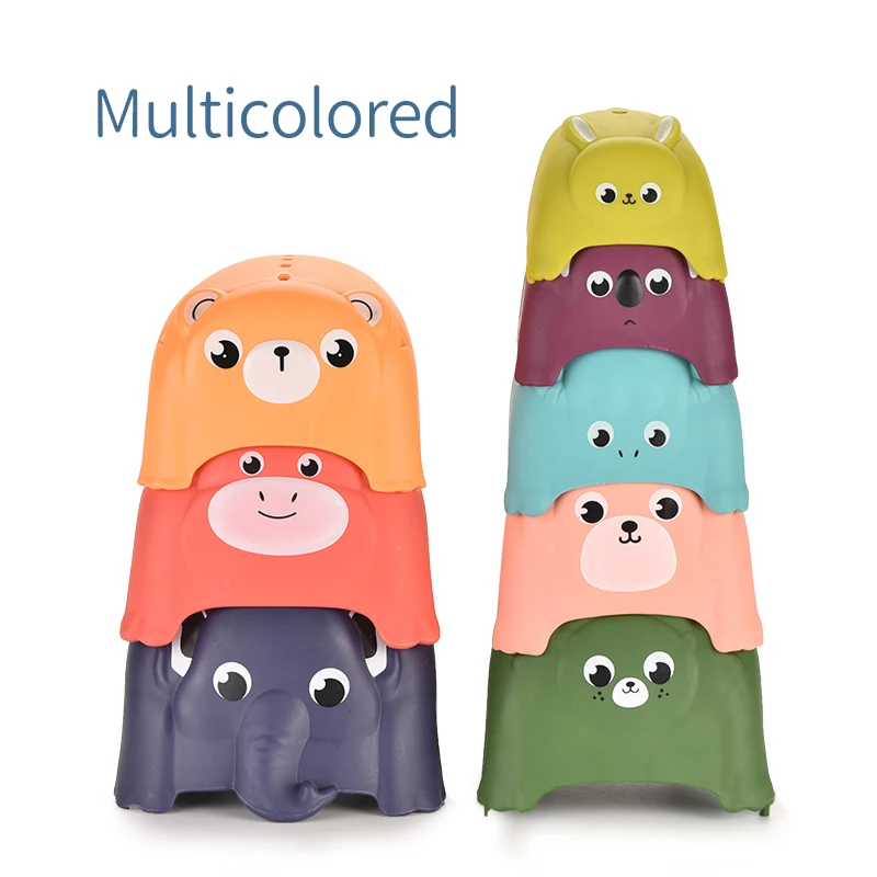 Eco-friendly Cute Shaped Stack Toy Multicolor Challenge Toy Plastic Animal Sorting and Stacking Toys