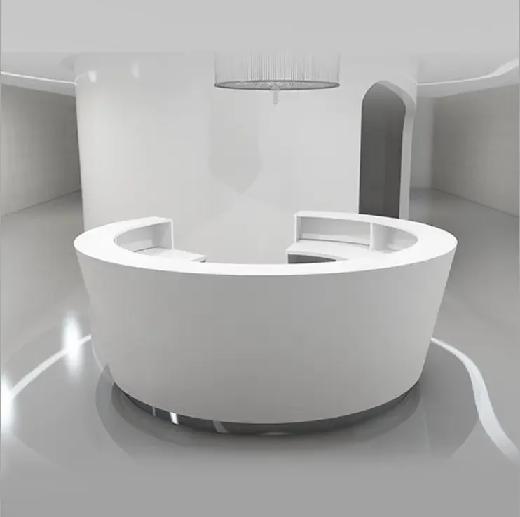 Wholesale Round Shape Reception Desk Used Hotel White Curved Information Counter