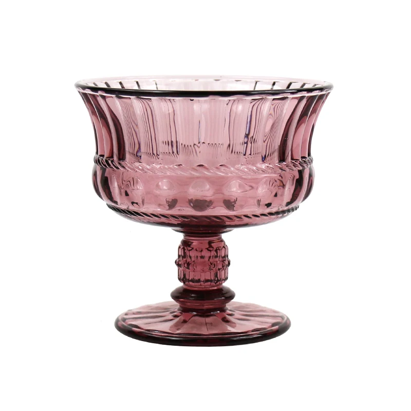 Стеклянная посуда, тисненые старинные Чашки для йогурта, мороженого, молочного коктейля, десерта, мороженого, стакан с ногой