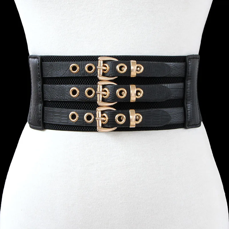 BE-091 European And American Retro Fashion Elastic Wide Belt With Black Elastic Waistband Belts For Women