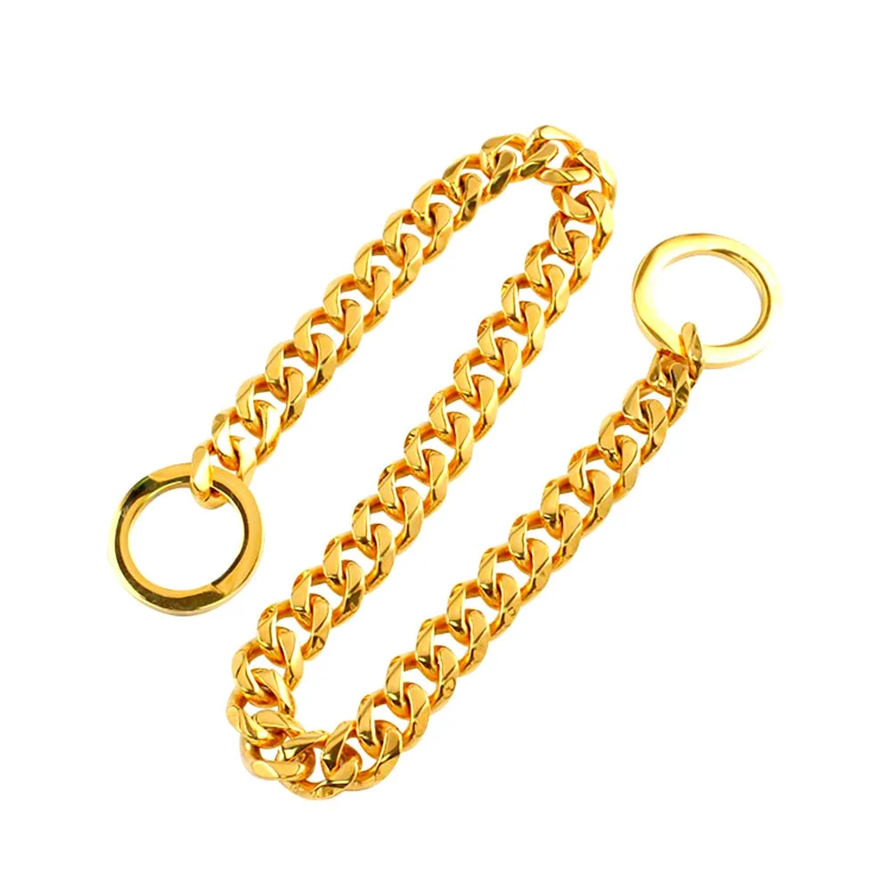 Factory Wholesale 15mm Stainless Steel Gold  Pet Dog Collar Chain