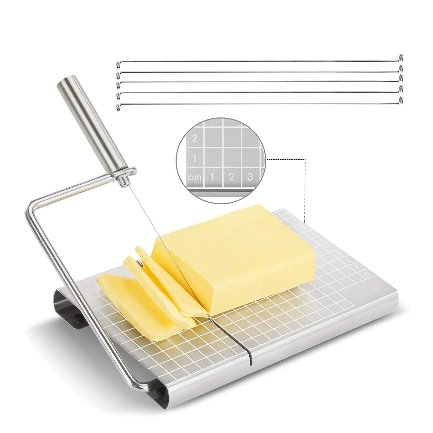 Easy Operation Cheese Butter Cutting Grater Wire Cheese Slicer Stainless Steel Cheese Slicer With Graduation