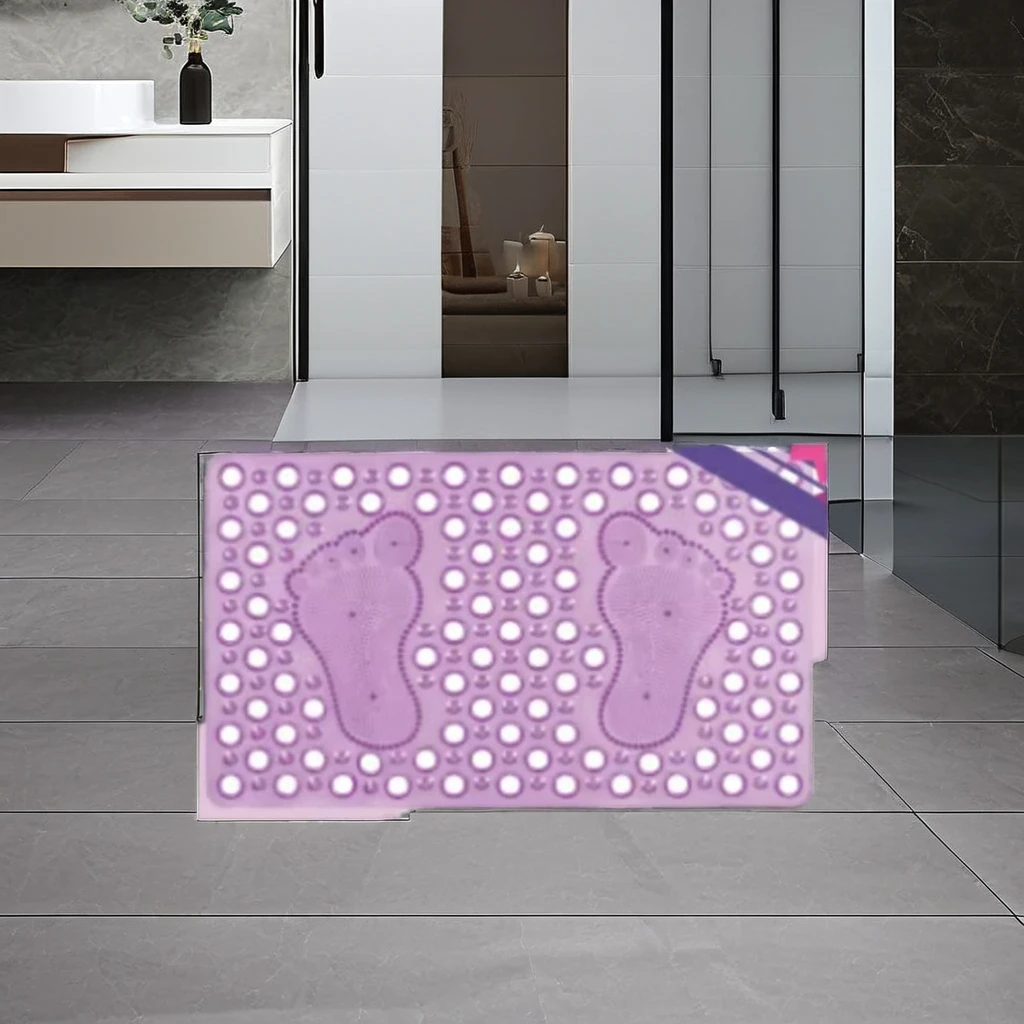 High quality multi-color PVP material bath mat feet pattern purple shower non-slip bathroom mat